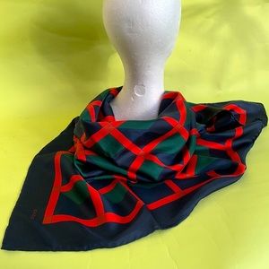 New red/green/navy blue Gucci silk scarf